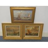 4 GILT FRAMED PICTURES OF MARINE SCENES,