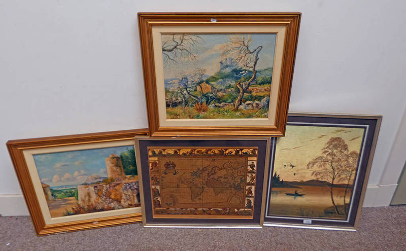 2 FRAMED OIL PAINTINGS OF SPANISH COUNTRYSIDE, BOTH INDISTINCTLY SIGNED,