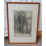 HEDLEY FITTON CASINO DE NOBILA, ITALY SIGNED FRAMED ETCHING 47.5 X 31.