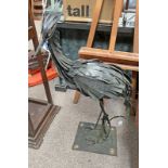 METAL SCULPTURE OF A HERON,