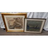 STANLEY R WILSON 'SHADEWELL IN THE EAST' SIGNED FRAMED WATERCOLOUR 43 CM X 52 CM TOGETHER WITH