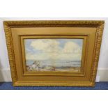 P MACGREGOR WILSON BEACH SCENE SIGNED GILT FRAMED WATERCOLOUR 30 X 50 CM