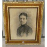 J ANDERSON PORTRAIT OF A 19TH CENTURY LADY SIGNED GILT FRAMED ENGRAVING 61 X 31 CM