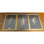 3 GILT FRAMED OIL PAINTING OF NUDE LADIES, ALL SIGNED, 35.5 X 25.