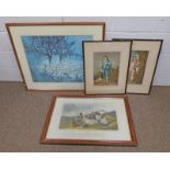 4 FRAMED PRINTS TO INCLUDE, E WARDEE MASTER NICHOLIS, THE PINK BOY, SIGNED DAVID GEORGE THOMPSON,