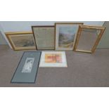 SELECTION OF FRAMED PRINTS, MIRROR, ETC TO INCLUDE; BRENDA HARRIS, CONNECTIONS, SIGNED, 13/250,