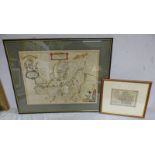 FRAMED MAP OF DUMFRIES SHIRE AND A LARGER FRAMED MAP OF THE DUMFRIES AREA SHOWING "DUMFRIES" AND