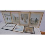 SELECTION OF FRAMED PICTURES RELATED TO HUNTING, TO INCLUDE; W FORBES, WILDLIFE SCENE, SIGNED,