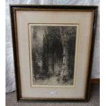 HEDLEY FITTON CATHEDRAL SCENE SIGNED ARTISTS PROOF ETCHING 48 X 34 CM