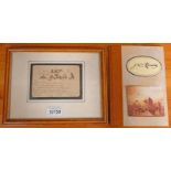 JAMES WATTERSON HERALD INVITATION TO DINNER FRAMED PEN & INK SKETCH TOGETHER WITH J W HERALD BOOK