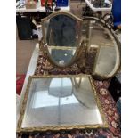 GILT FRAMED TABLE TOP MIRROR ON STAND,