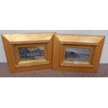 JOHN GAIRNEY, 2 GILT FRAMED OIL PAINTINGS, THE DON, SIGNED, 12 X 20 CM, & THE DEE,