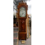 19TH CENTURY INLAID MAHOGANY LONGCASE CLOCK WITH CLASSICAL SCENE PAINTED DIAL OF COVENANTERE AT