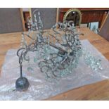 20TH CENTURY METAL & GLASS CENTRE LIGHT FIXTURE WITH GLASS BEAD DROPS