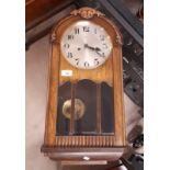 MAHOGANY CASED WALL CLOCK WITH METAL DIAL STAMPED GB