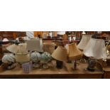 VERY GOOD SELECTION OF TABLE LAMPS TO INCLUDE ALABASTER TABLE LAMP,