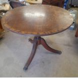 EARLY 20TH CENTURY INLAID MAHOGANY FLIP-TOP CIRCULAR BREAKFAST TABLE ON CENTRE PEDESTAL WITH 3