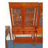 INLAID MAHOGANY DISPLAY CABINET WITH 2 ASTRAGAL GLASS PANEL DOORS OVER BASE OF 4 SHORT & 2 LONG