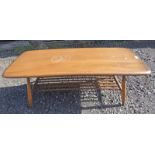 ERCOL ELM RECTANGULAR COFFEE TABLE.