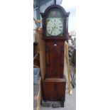 19TH CENTURY MAHOGANY LONGCASE CLOCK WITH PAINTED DIAL Condition Report: Item has