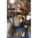 MAHOGANY STANDARD LAMP WITH REEDED COLUMN ON CIRCULAR BASE & 1 OTHER STANDARD LAMP