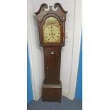 19TH CENTURY OAK LONGCASE CLOCK WITH PAINTED DIAL
