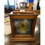 MAHOGANY CASED MANTLE CLOCK WITH BRASS & SILVERED DIAL Condition Report: