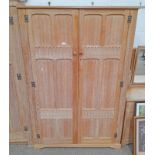 HEALS STYLE LIMED OAK GENTLEMAN'S 2 DOOR WARDROBE MADE FOR WYLIE & LOCHHEAD BY REPUTE,