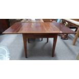 MAHOGANY DRAW LEAF TABLE ON SQUARE SUPPORTS,