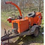 TIMBERWOLF TW190DHB DIESEL TRAILED CHIPPER, HOURS - 845.