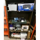 GOOD SELECTION OF ELECTRONICS TO INCLUDE PRINTERS, LIGHTS, ETC,