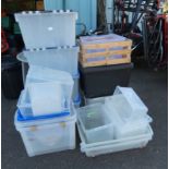GOOD SELECTION OF PLASTIC STORAGE BOXES IN VARIOUS SIZES - APPROX 20 BOXES