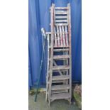 2 WOODEN STEP LADDERS,