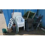 LARGE SELECTION OF PLASTIC GARDEN FURNITURE,