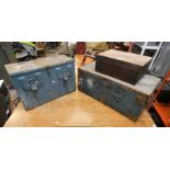 PAINTED MILITARY AMMO BOX / CONTAINER & 2 OTHER WOODEN BOXES