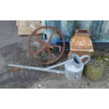 CAST METAL WHEEL BARROW WHEEL, CAST METAL LAMP POST BASE,