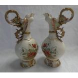 PAIR OF LATE 19TH CENTURY PORCELAIN VASES DECORATED WITH FLOWERS,