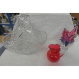 VERY LARGE CUT GLASS BASKET HEIGHT 33CM,