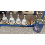 3 FULL SIGNED BELLS COMMEMORATIVE DECANTERS OF WHISKY,