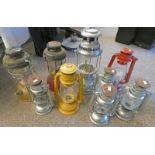 9 PARAFFIN LAMPS