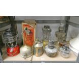 SELECTION OF VARIOUS PARAFFIN LAMPS, TILLEY LAMPS,