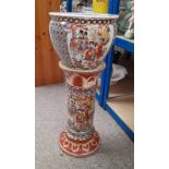 ORIENTAL FLOWER POT ON STAND,