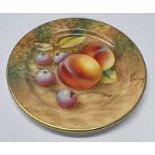 ROYAL WORCESTER CIRCULAR DISH DECORATED WITH FRUIT, SIGNED,