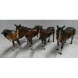 4 BESWICK HORSES