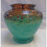 MONART GREEN GLASS VASE WITH AVENTURINE DECORATION,