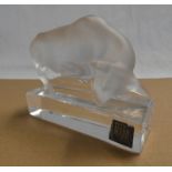 LALIQUE GLASS BULL WITH ENGRAVED SIGNATURE, LALIQUE FRANCE,