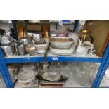 PIQUOT WARE 3 PIECE TEASET, VARIOUS PORCELAIN, GLASSWARE,