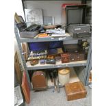 KINDERMANN DIAFOCUS PROJECTOR, WALNUT MAHOGANY & ROSEWOOD BOXES, CASED CUTLERY, SEWING MACHINE,