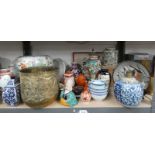 EXCELLENT SELECTION OF ORIENTAL PORCELAIN METAL WARE, BRASS POT,