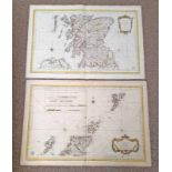 2 MAPS OF SCOTLAND BY JAQUES BELLIN TO INCLUDE 'CARTE REDUITE DES ISLES BRITANNIQUES TROISIEME